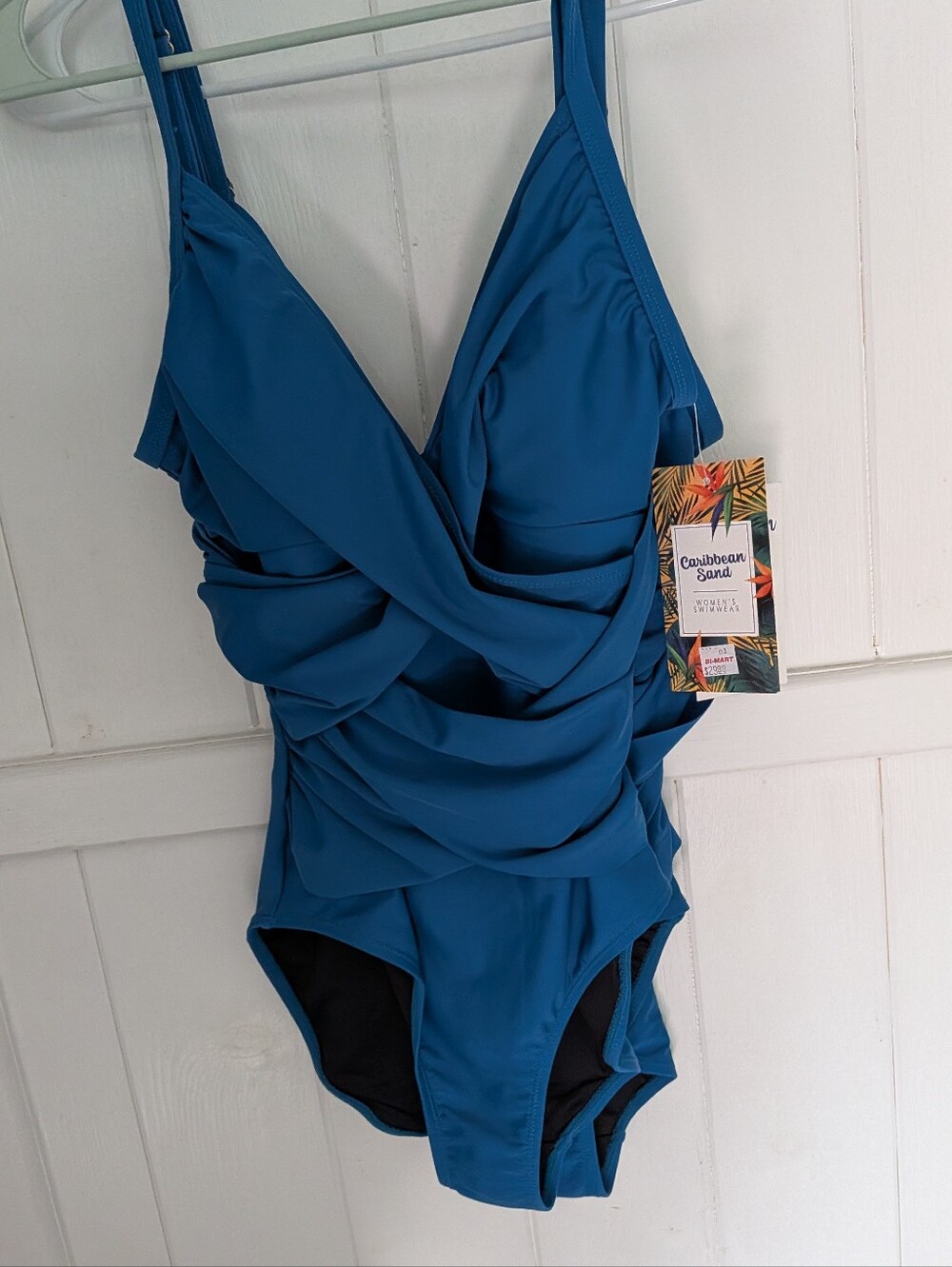 Caribbean Blue One-Piece Ruched Swimsuit NWT $23